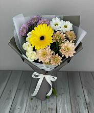 Букет цветов из:  Розы, Герберы и Хризантемы в Зайцеве