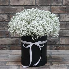 Цветочная композиция из Гипсофила в шляпной коробке в Зайцеве